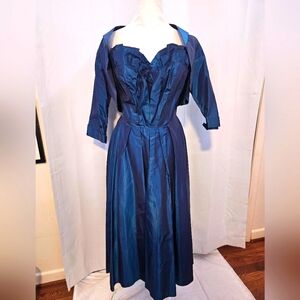 Amazing 1950s  Lili Diamond shimmering blue dress with jacket